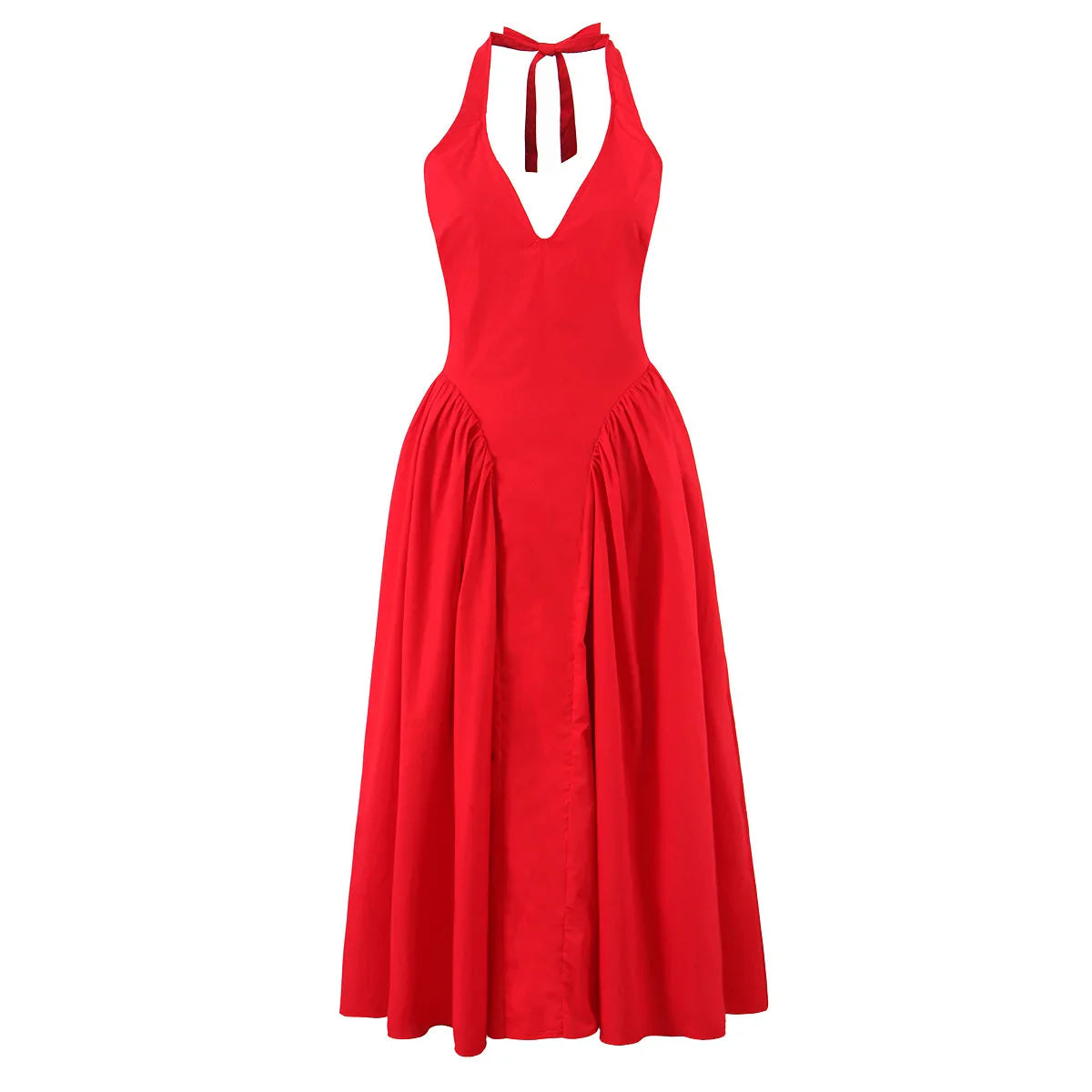 Elegant Halter Dress For Women Low Waist A-line Midi Summer Evening Party Dresses