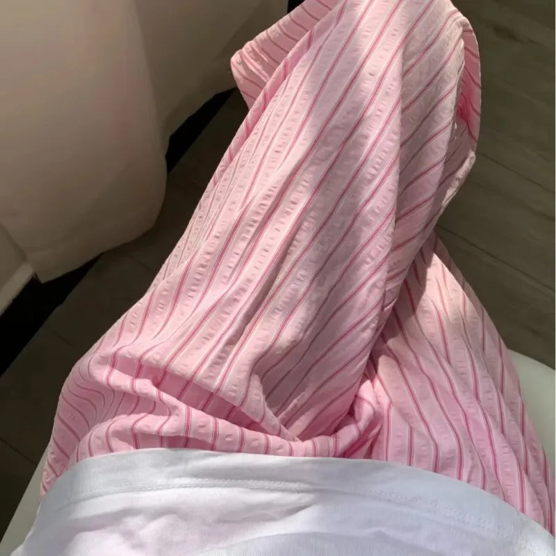 Striped Drawstring Straight Leg Pants