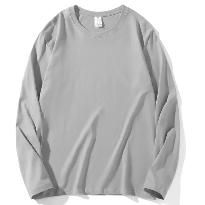 Loose Cotton Long Sleeve Round Neck Tee