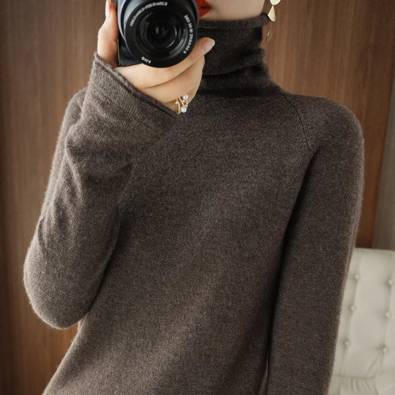 Turtleneck Knit Sweater Long Sleeve Slim Fit Pullover