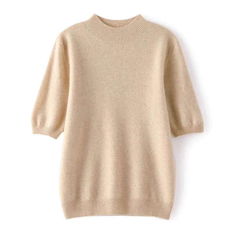Women's 100% Cashmere Short-Sleeve Sweater