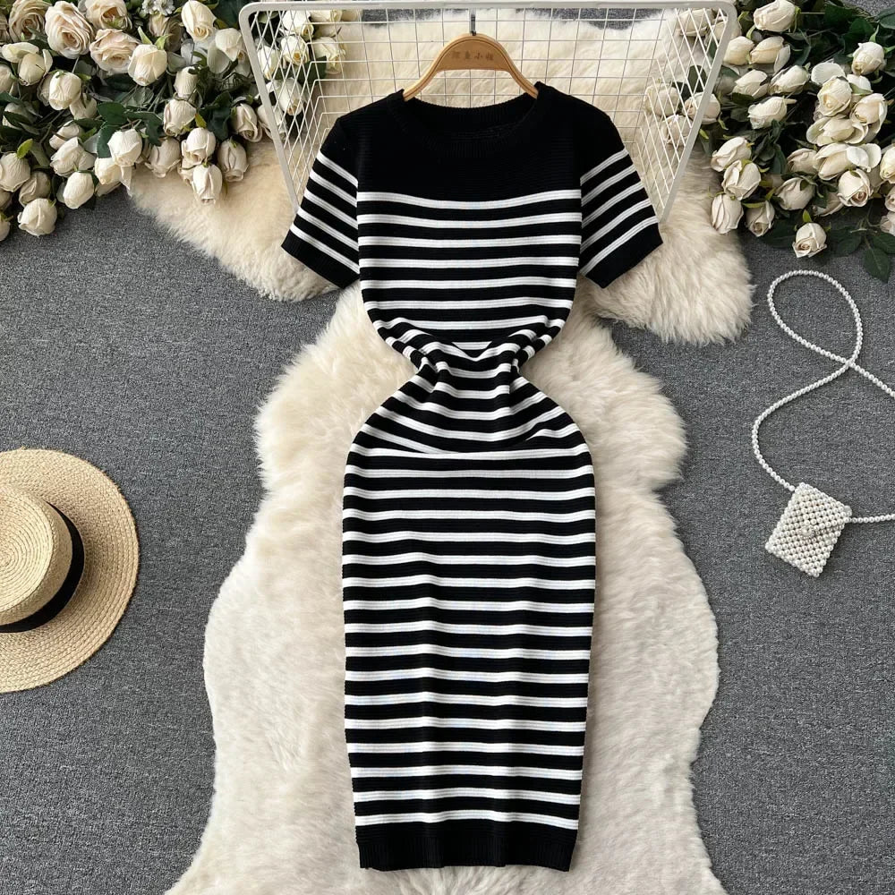 Summer Striped Beach Knitted Dress