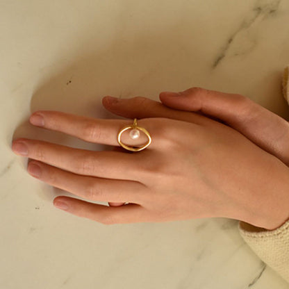 New fashionable retro popular pearl ring, index finger decorative ring women's personality hipster brand jewelry
