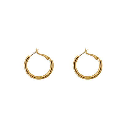 New fashion earrings 925 silver needle earrings women's Korean simple cold wind temperament earrings oval gold-plated stud earrings