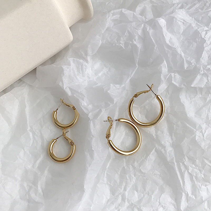 New fashion earrings 925 silver needle earrings women's Korean simple cold wind temperament earrings oval gold-plated stud earrings
