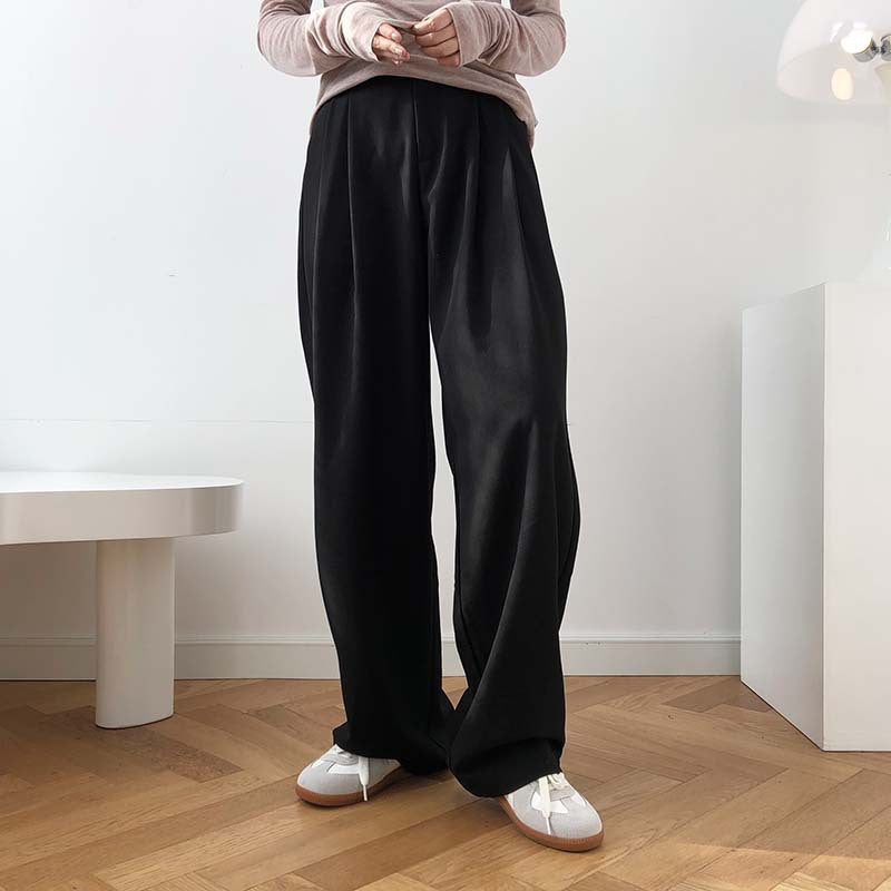 Spring New Fashion High Waist Cigarette Tube Wide Leg Pants Loose Straight Floor Mopping Suit Pants