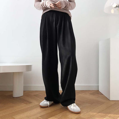 Spring New Fashion High Waist Cigarette Tube Wide Leg Pants Loose Straight Floor Mopping Suit Pants