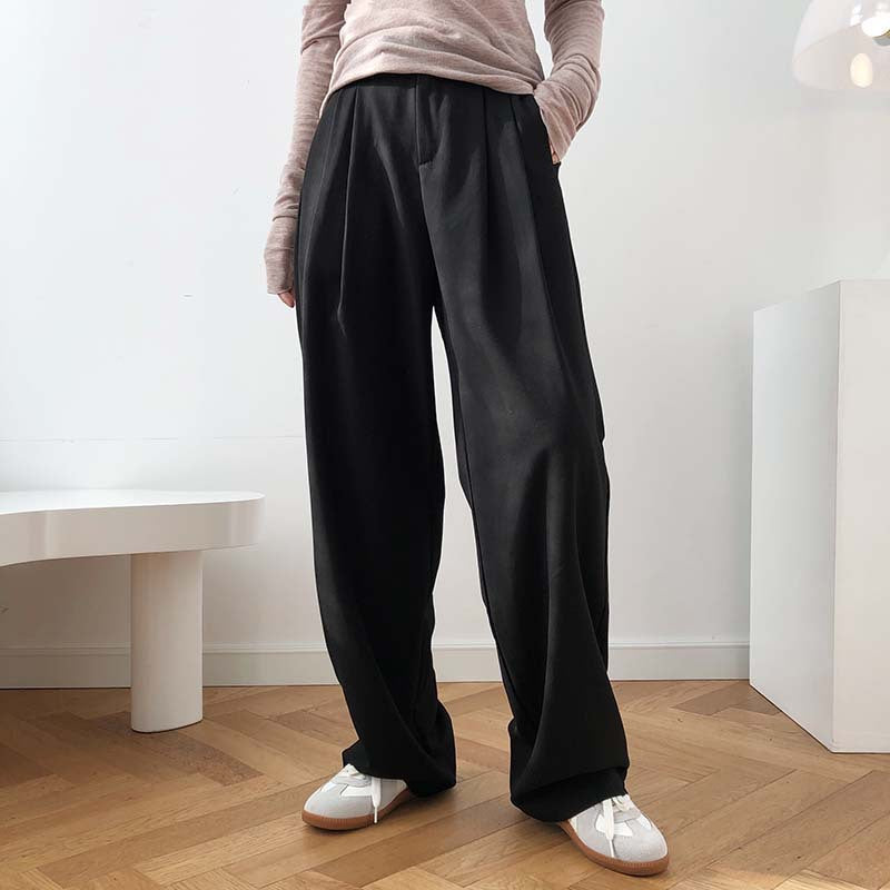 Spring New Fashion High Waist Cigarette Tube Wide Leg Pants Loose Straight Floor Mopping Suit Pants