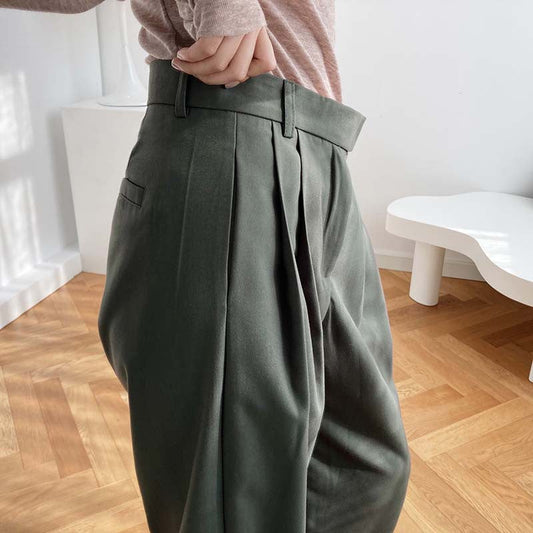 Spring New Fashion High Waist Cigarette Tube Wide Leg Pants Loose Straight Floor Mopping Suit Pants