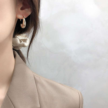 Personality simple smooth cold wind earrings Korean temperament style fashion light luxury design sense small earrings women