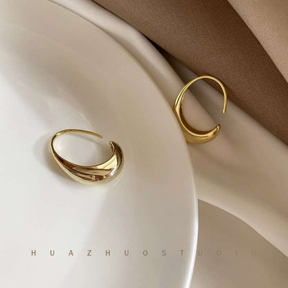Personality simple smooth cold wind earrings Korean temperament style fashion light luxury design sense small earrings women
