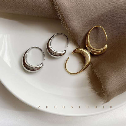Personality simple smooth cold wind earrings Korean temperament style fashion light luxury design sense small earrings women