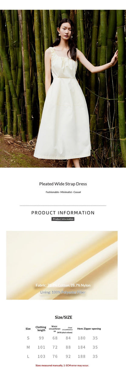 ED women's classic spring new pleated wide strap temperament dress niche design high-end long dress