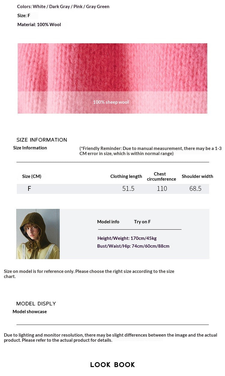 Autumn new casual round neck simple patch bag all wool thick needle solid color sweater jacket