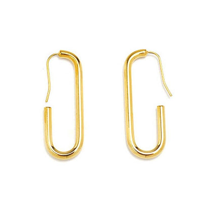 Korean cos minimalist cold wind geometry earrings brass oval gold-plated stud earrings ear hook earrings