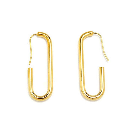 Korean cos minimalist cold wind geometry earrings brass oval gold-plated stud earrings ear hook earrings