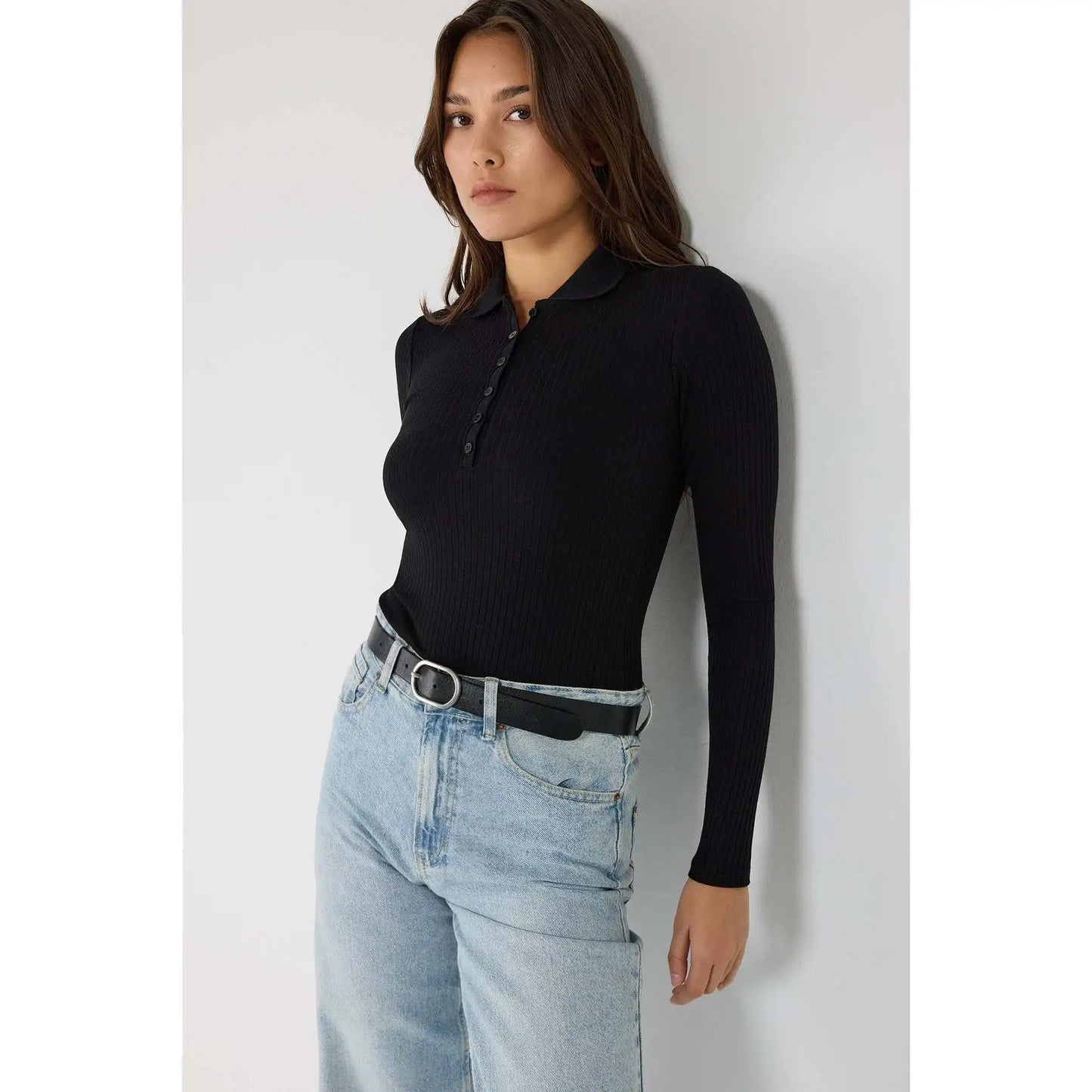 Button-Front Long-Sleeve Bodysuit