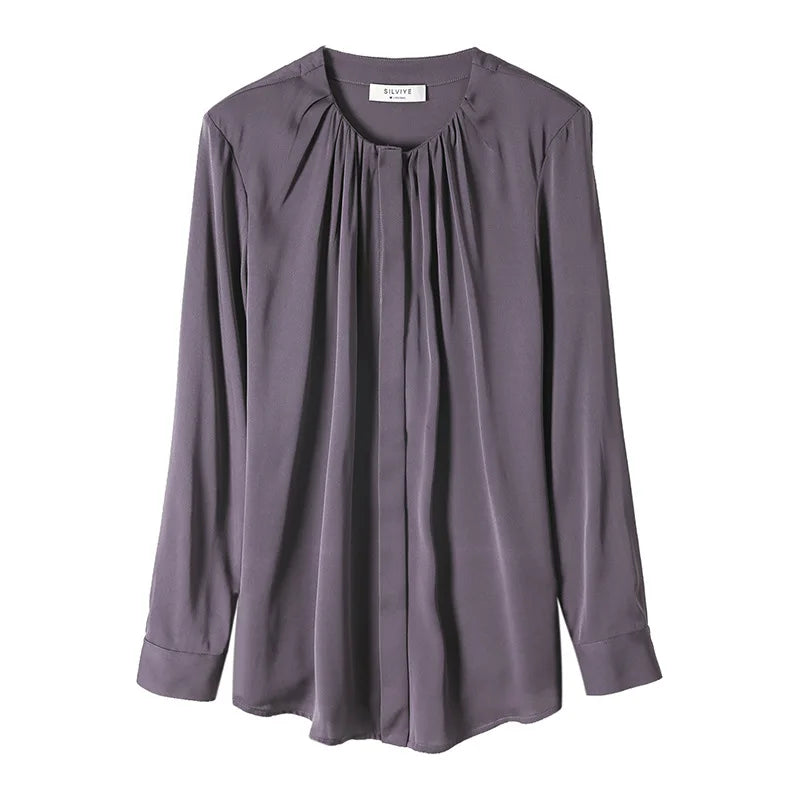 Women's Mulberry Silk Blouse - O-Neck Flutter Sleeve Top