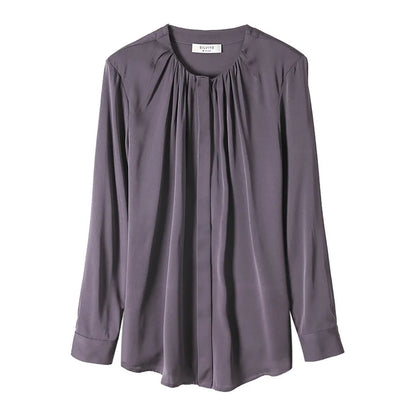 Women's Mulberry Silk Blouse - O-Neck Flutter Sleeve Top