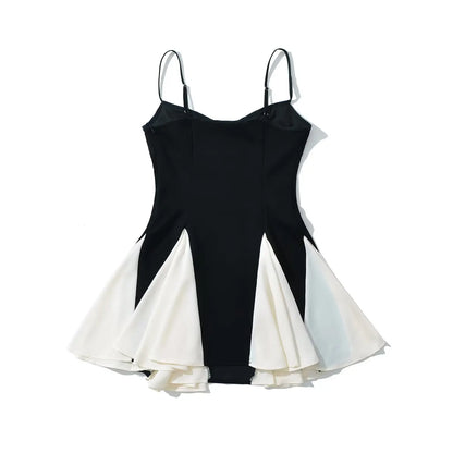 Vintage Patchwork Mini Suspender Dress&nbsp