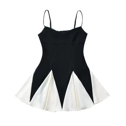 Vintage Patchwork Mini Suspender Dress&nbsp