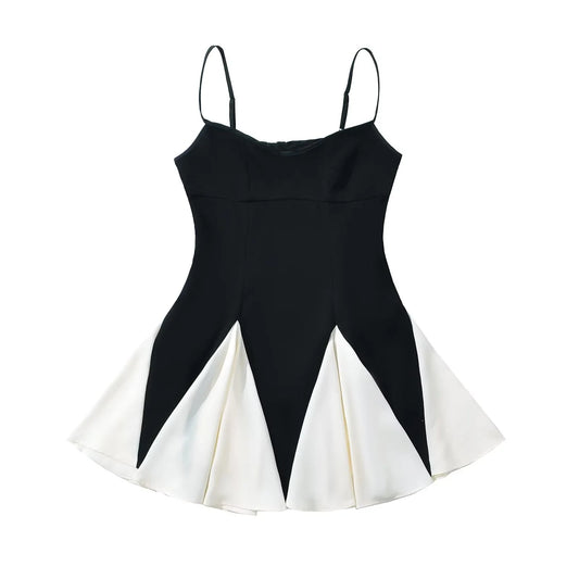 Vintage Patchwork Mini Suspender Dress&nbsp