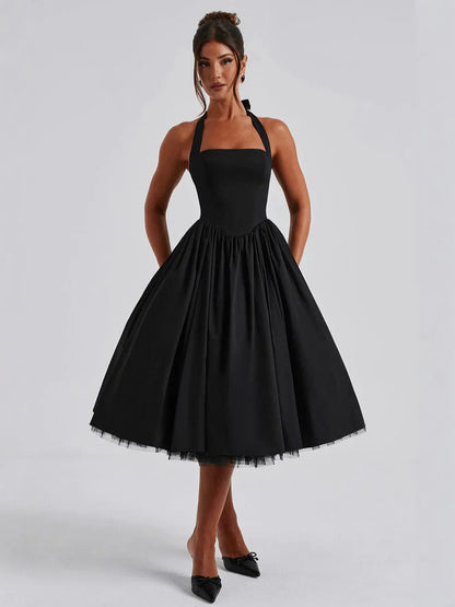 New Women's Midi Woven Casual Solid Puff Skirt Dresses Breathable A-Line Silhouette for Spring and Summer