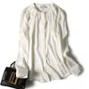 Women's Mulberry Silk Blouse - O-Neck Flutter Sleeve Top