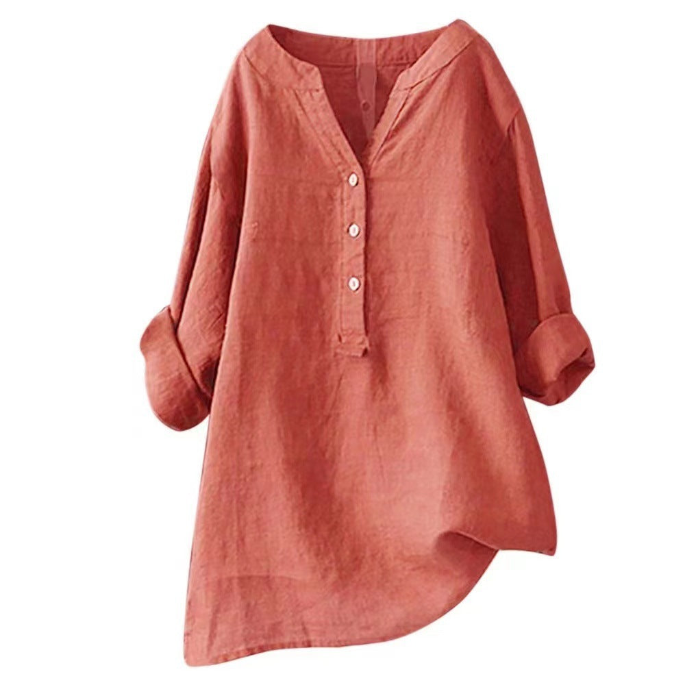 Loose Casual Women's Stand-Up Collar Top Women's Shirt Crew Neck