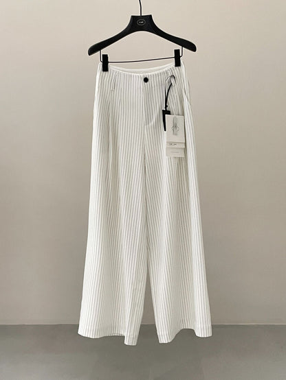 High-waisted drape loose straight-leg floor-length pants