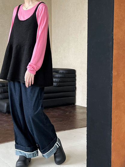 Korean U-neck temperament knitted suspender vest women's autumn new lazy wind sleeveless top