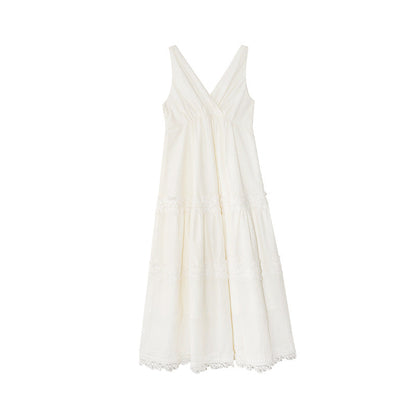 Vacation temperament lace v-neck sleeveless dress