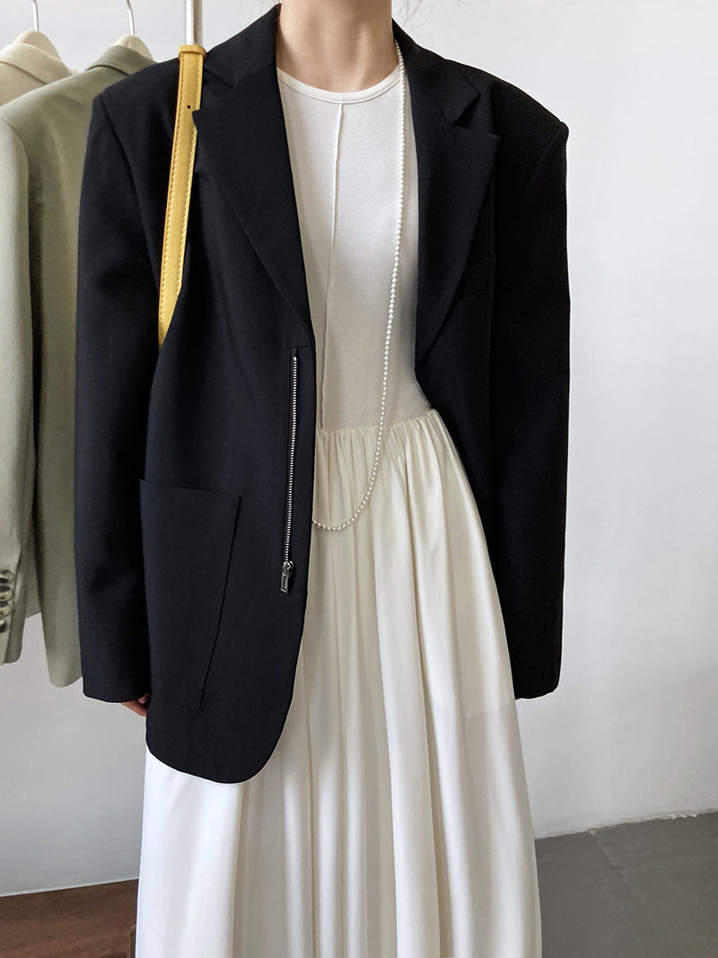 TR drape fabric high-end temperament blazer women's fashionable design casual shoulder padded top