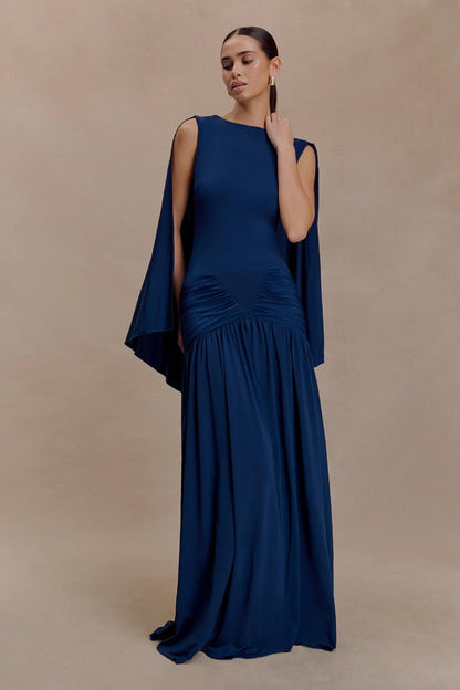 Fashion backless shawl hip skirt slim fit retro sexy pleated dress