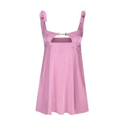 Satin hollow French sexy suspender dress