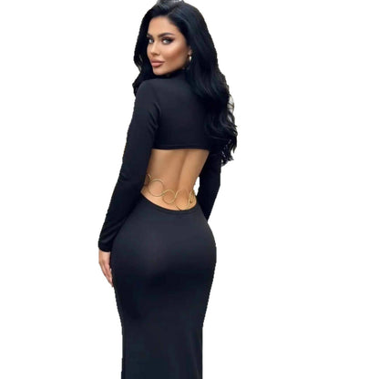 Fashion Knitted Hip Wrap Dress Slim Back Sexy Spice Girl Dress