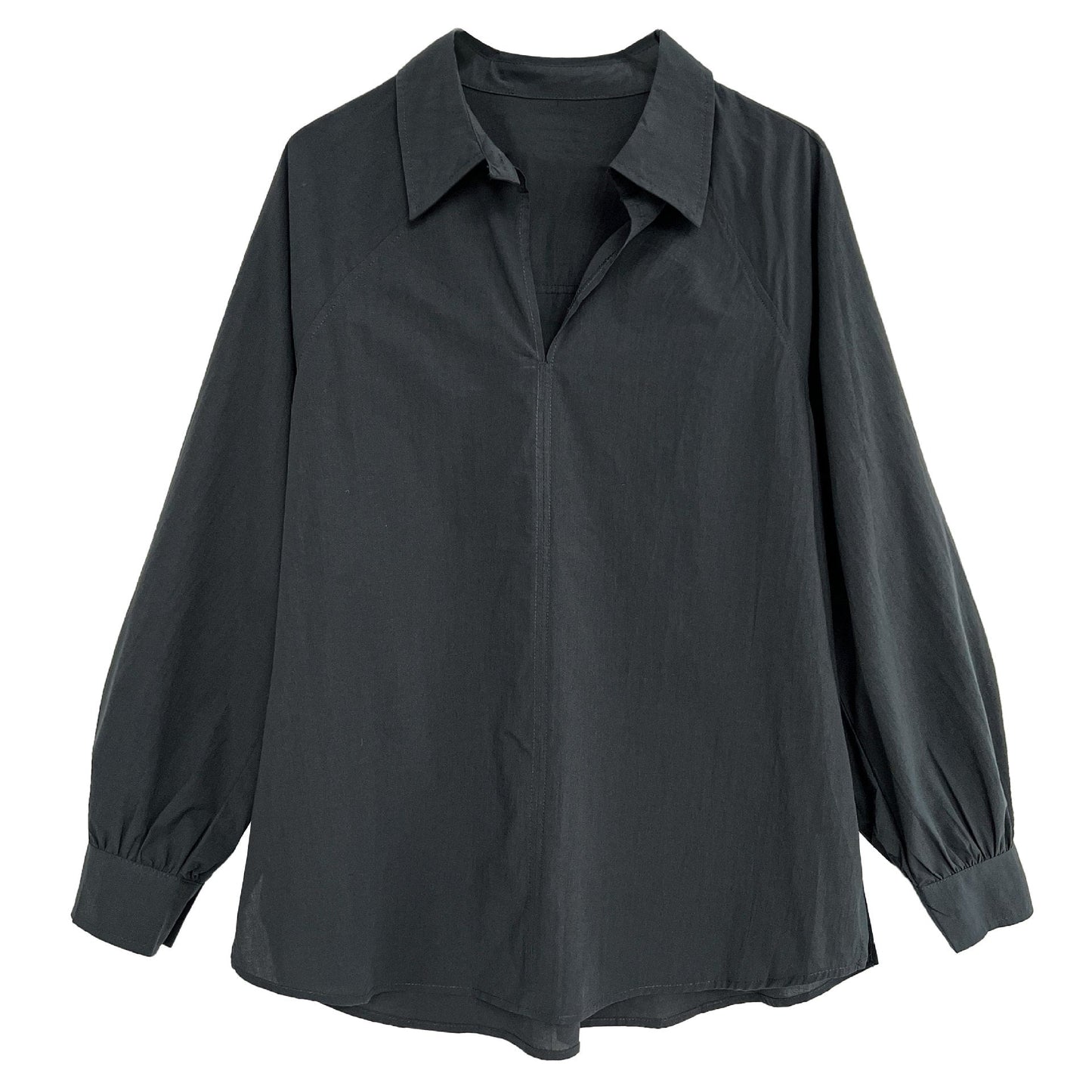 Design sense casual commuting characteristic placket shirt women's autumn new texture loose simple top