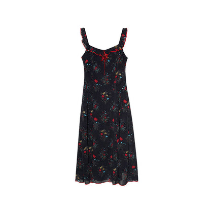 Suspender skirt sexy and beautiful sleeveless floral dress