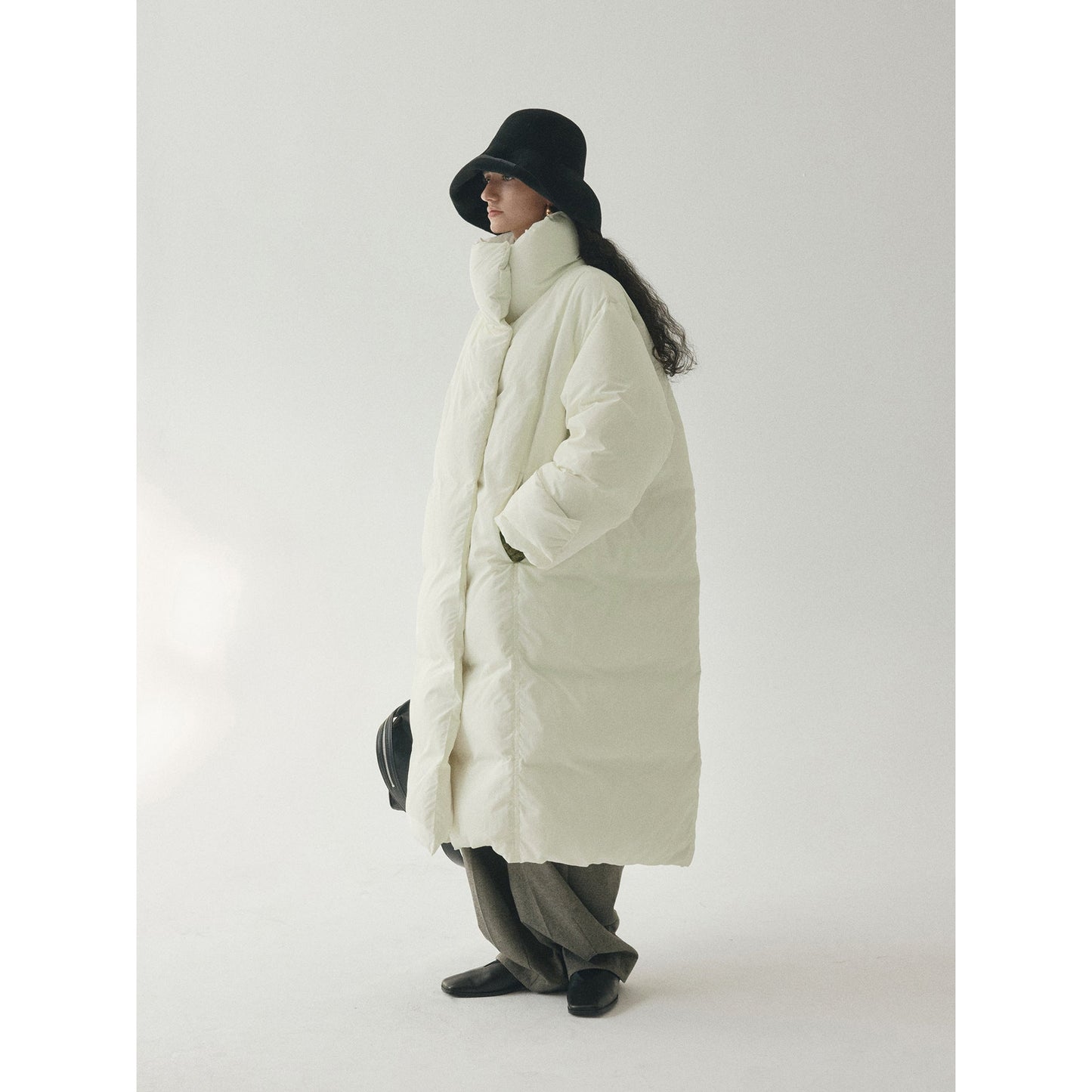 Winter new 90 white duck down stand-up collar lace-up matte matte texture down jacket