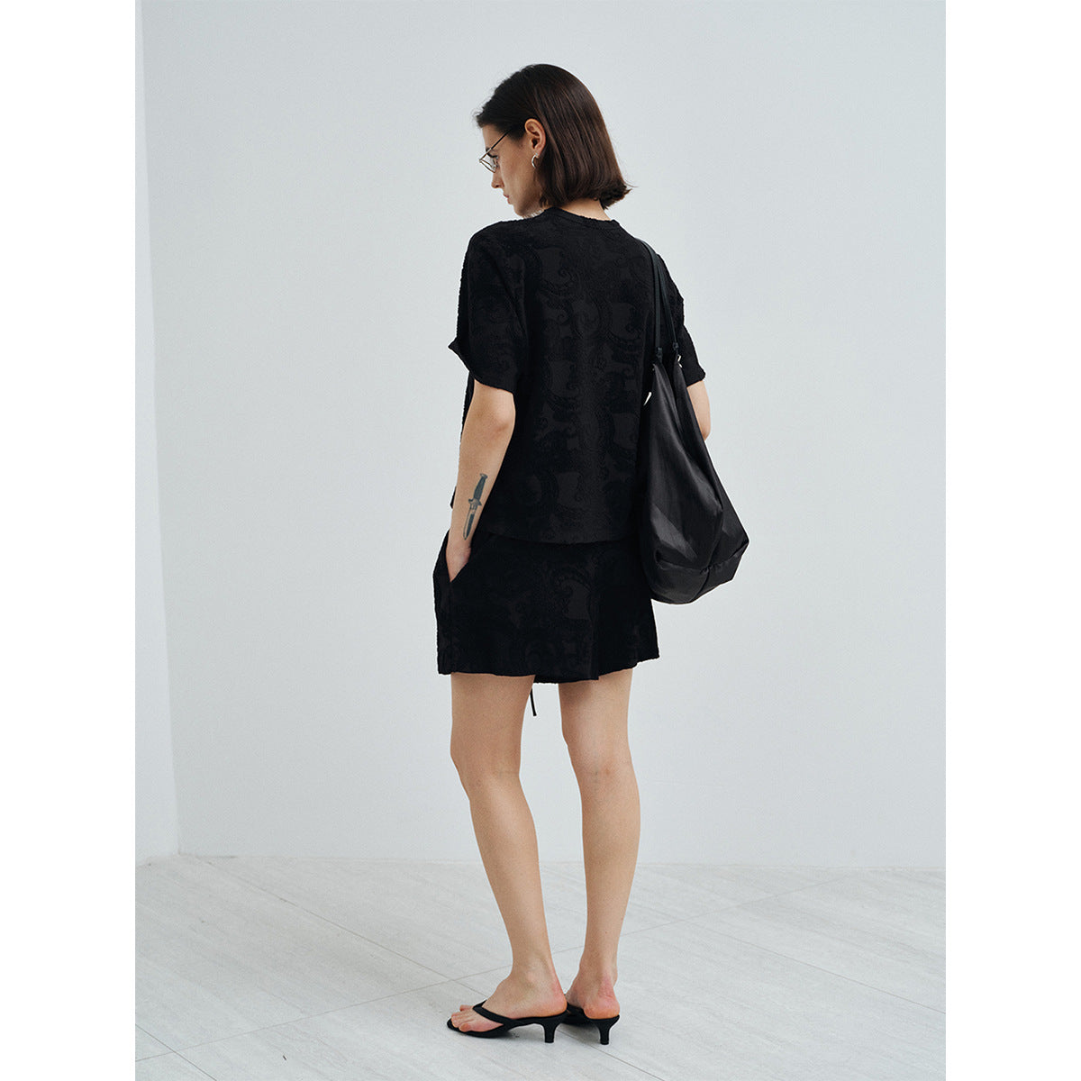 Spring new design Modal wool retro cashew flower texture shorts