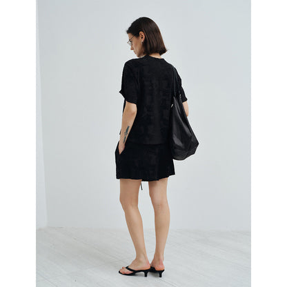 Spring new design Modal wool retro cashew flower texture shorts