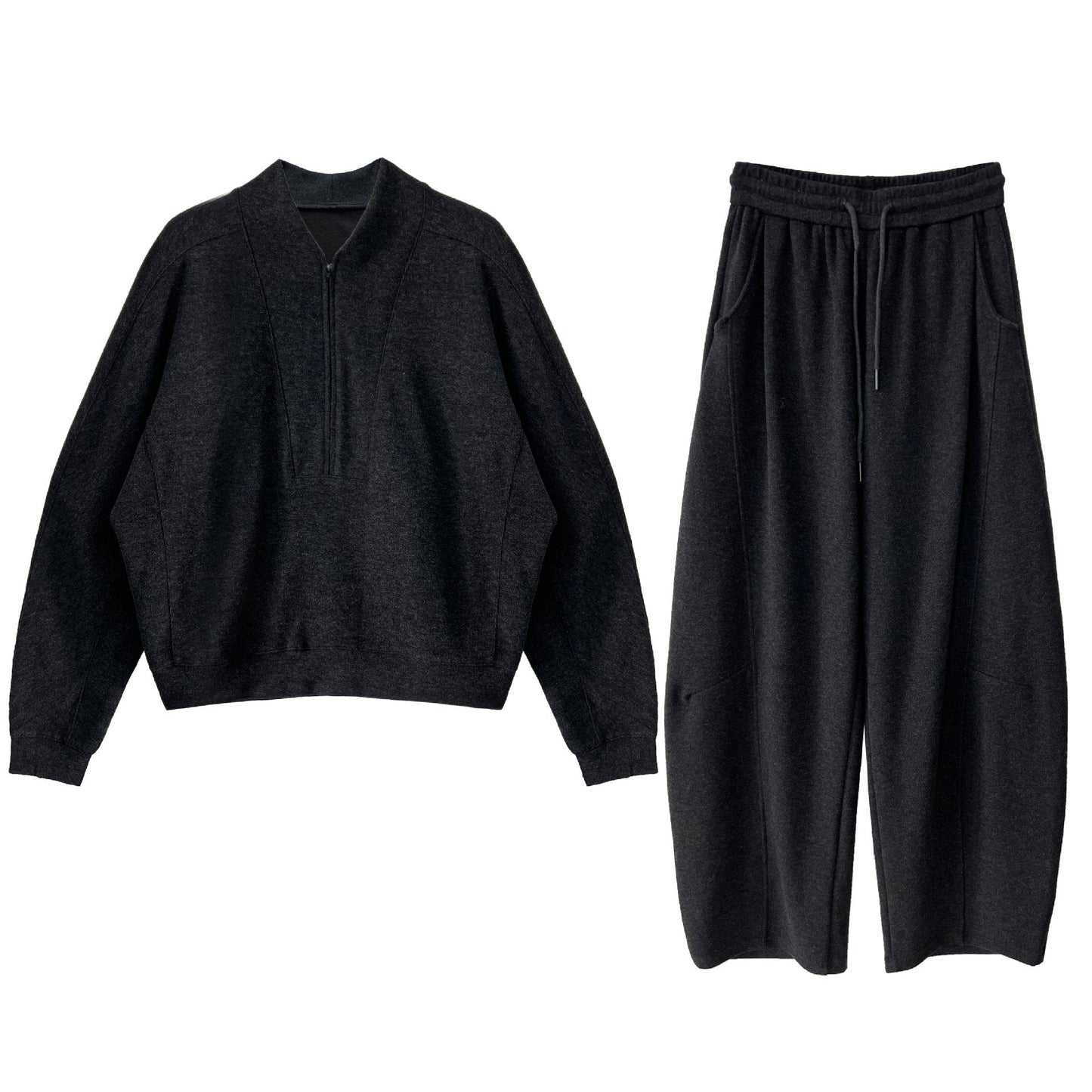 Autumn and winter new old money wind slack polished sweater + scimitar pants two-piece women's casual suit