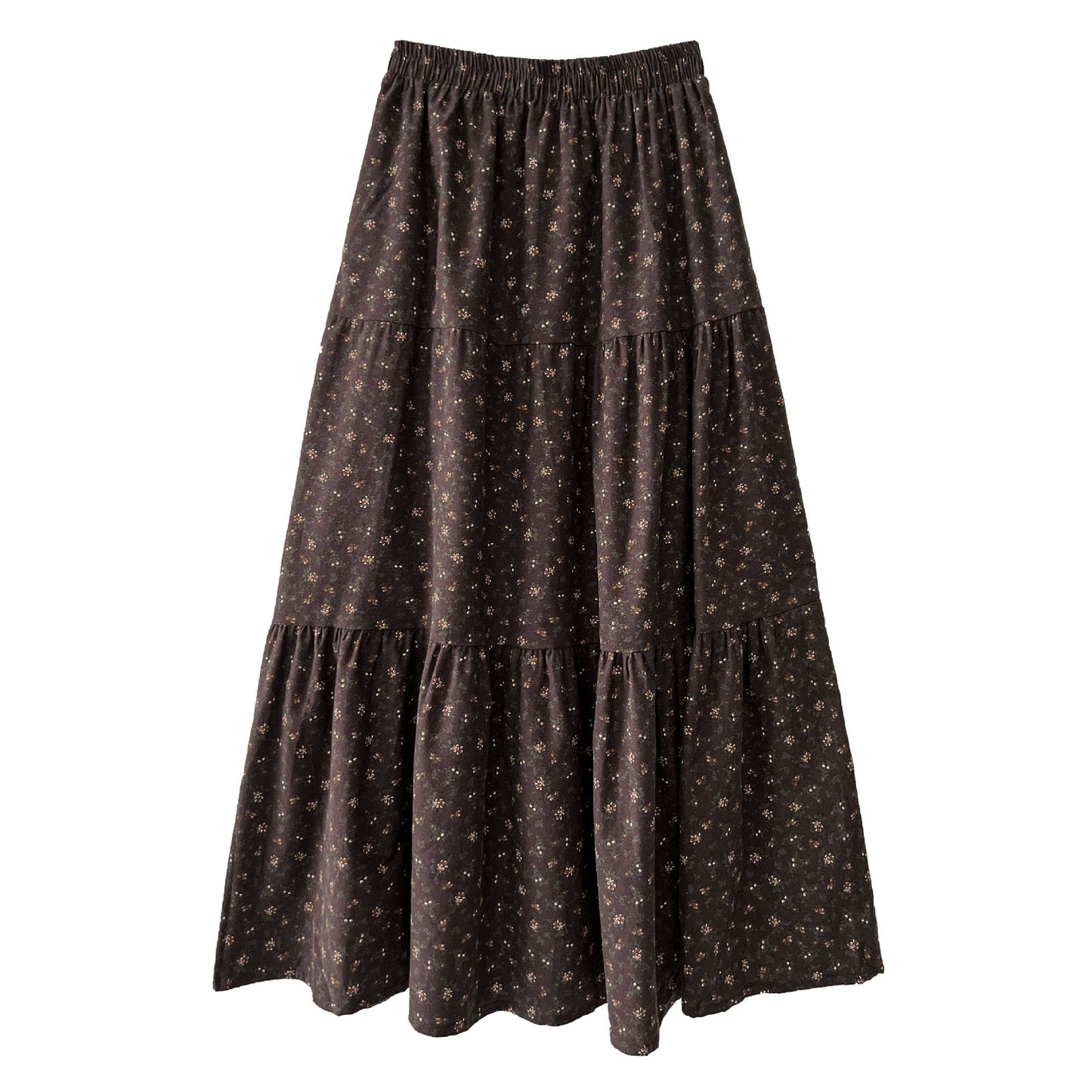 Retro floral splicing large skirt high waist skirt women's autumn new thin plush dress 1728