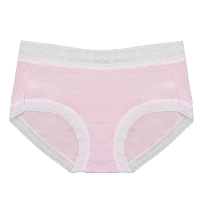 40S cotton lace-trimmed women's underwear mid-waist cotton bottom crotch hip-wrapped quick-drying breathable briefs
