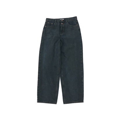 Spring casual high-waisted old-fashioned dirty basic versatile long straight jeans