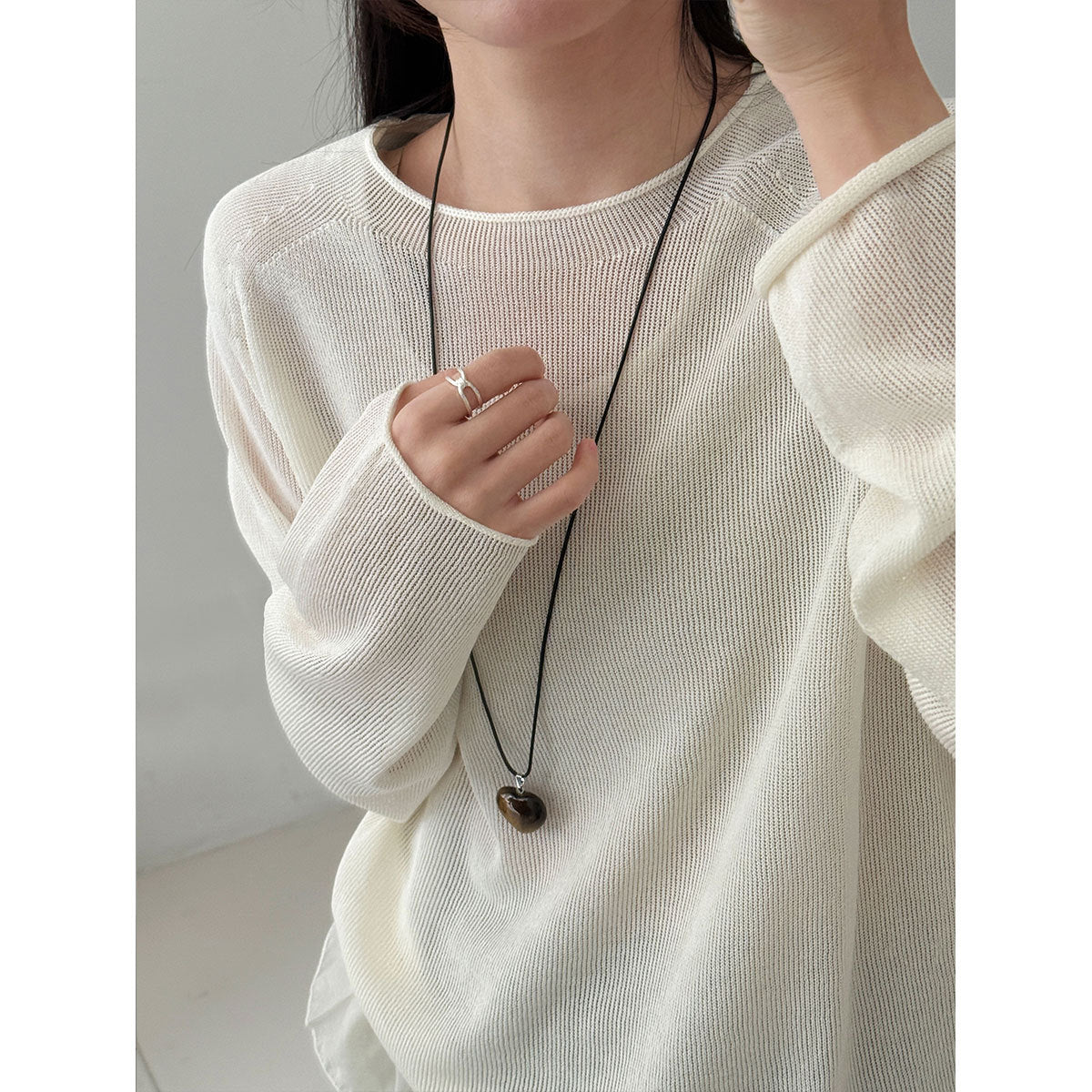 Korean gentle wind soft waxy skin-friendly crimped knitted sweater women's early spring new perspective top ss973