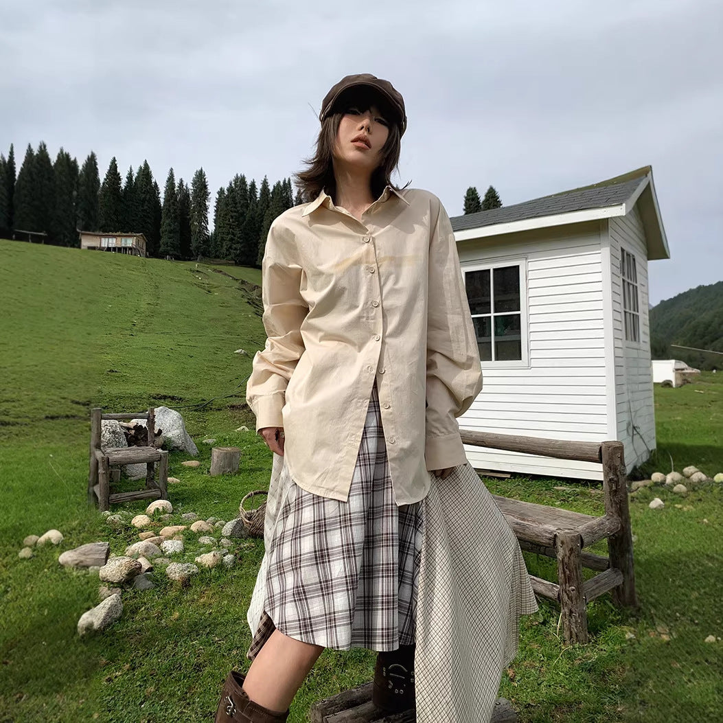 Irregular Vintage Plaid Patchwork Skirt