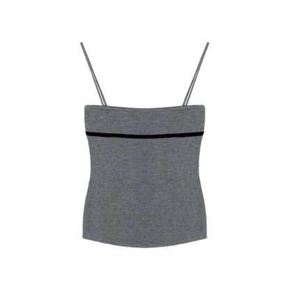 Wool contrasting color knitted sweater fine suspender vest pure wind inside and outside wear