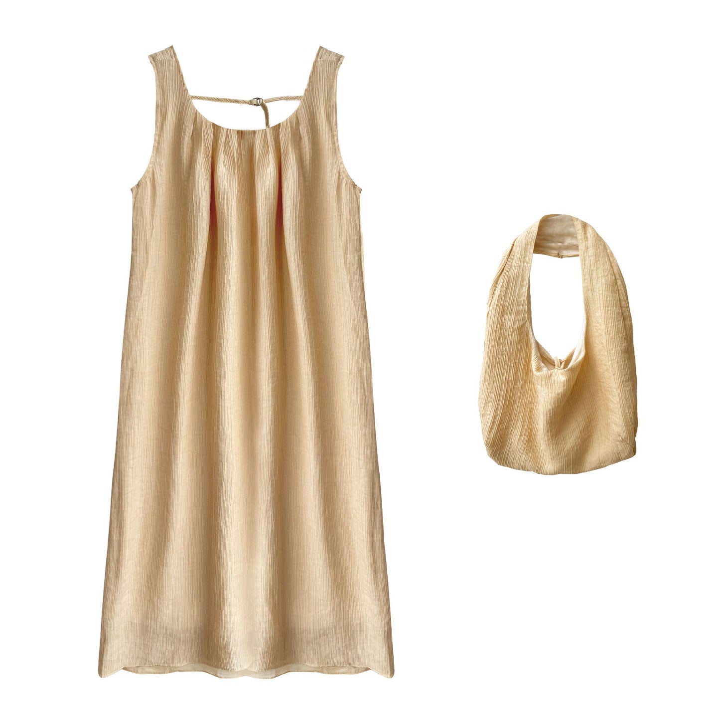 Mesh splicing lace-up vest skirt, summer new vacation style with bag backless strap dress