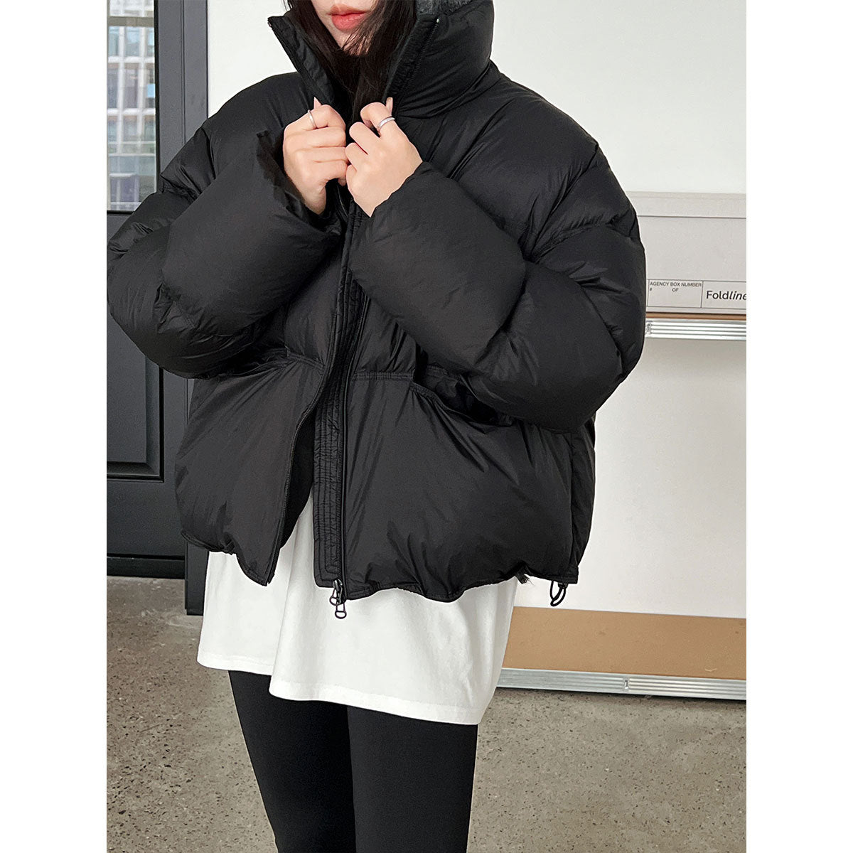 Korean version stand-up collar puff down jacket for women